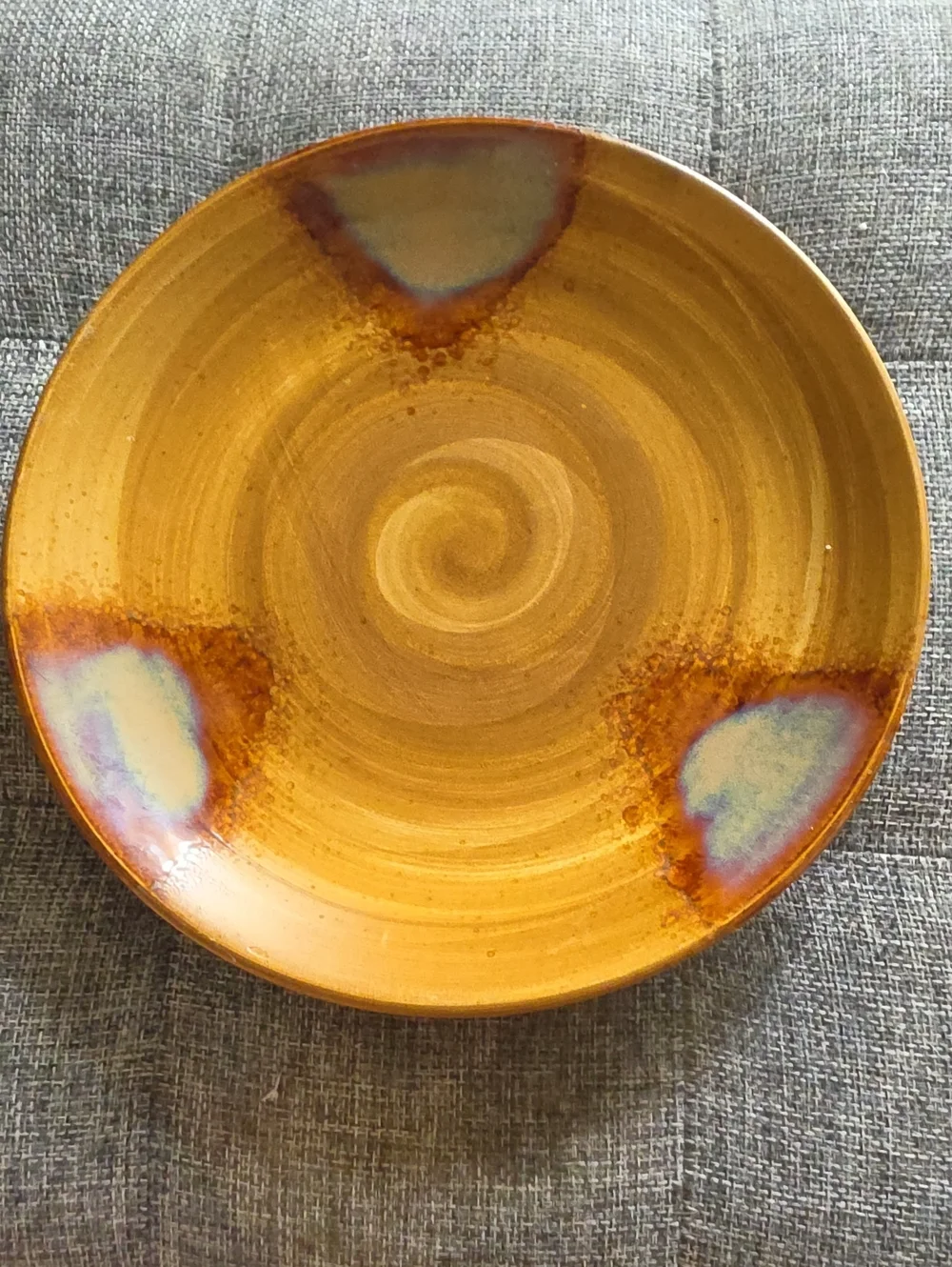 Sango Splash 4951 Brown Stoneware 8.25 Plates with Concentric Glaze Set of 4